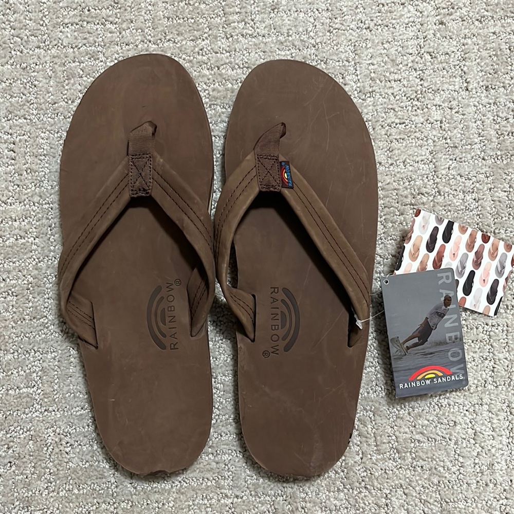NWT Mens Rainbow XXL Espresso Sandals